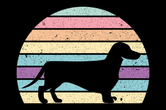 Retro Vintage Sunset Dachshund