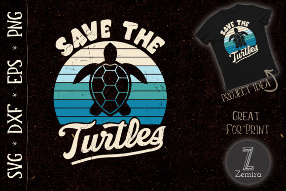 Save the Turtles Rights Retro Sea Turtle