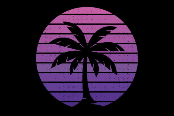 Vintage Retro Sunset Palm Tree 15
