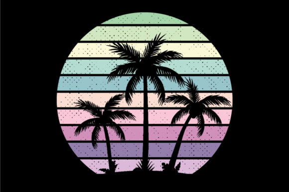 Vintage Sunset Retro Palm Tree 14